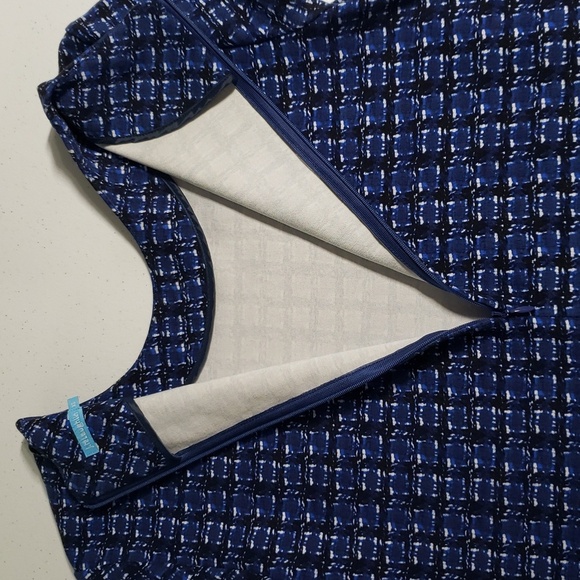 J. McLaughlin Mini Dress Blue Patterned  XS Pockets Neutral Casual Academia - Picture 14 of 14